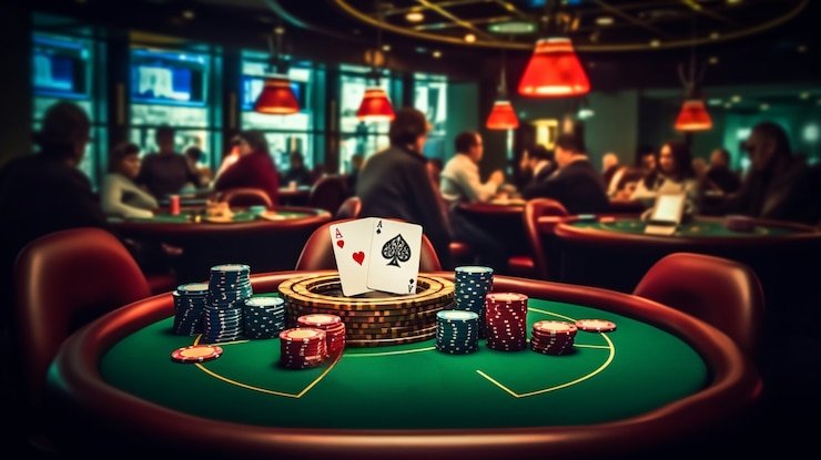 Meja Caribbean Stud Poker dengan dealer langsung di studio apiraja88
